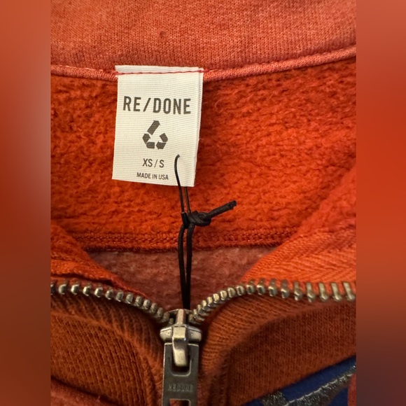 REDONE Orange Upcycled Kentucky Women’s Crop Half Zip Sweatshirt Size XS/Small - Picture 9 of 10